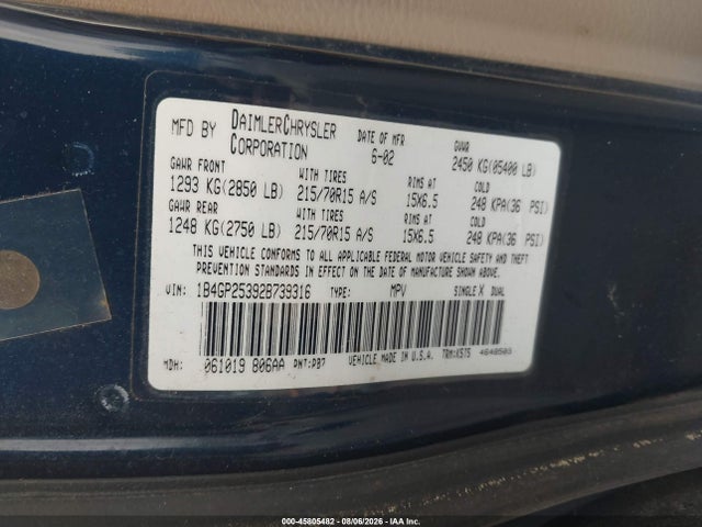 Продаж на аукціоні авто 2002 Dodge Caravan Se, vin: 1B4GP25392B739316, номер лоту: 45805482
