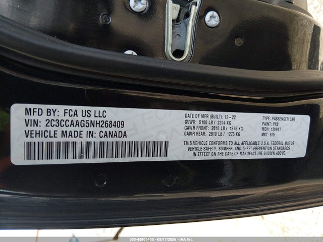 Auction sale of the 2022 Chrysler 300 Touring, vin: 2C3CCAAG5NH268409, lot number: 45805485
