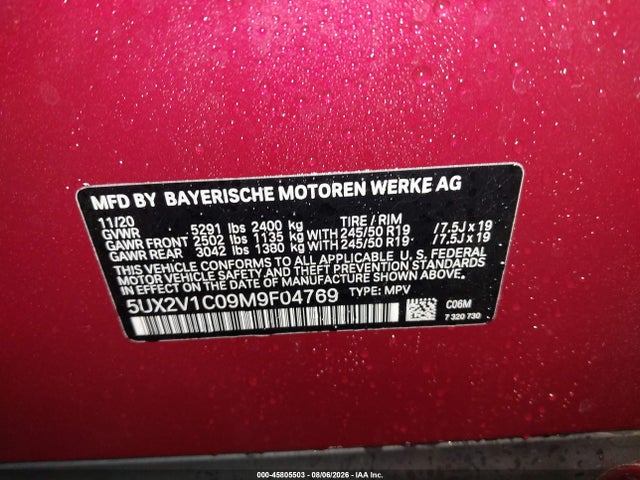 Aukcja sprzedaży 2021 Bmw X4 Xdrive30i, vin: 5UX2V1C09M9F04769, numer aukcji: 45805503