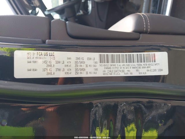 Продажа на аукционе авто 2015 Jeep Grand Cherokee Summit, vin: 1C4RJFJG4FC741861, номер лота: 45805566