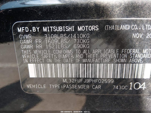 Mitsubishi Mirage G4 Black Edition/es/le 2023 ML32FUFJ9PHF02599 Image 9