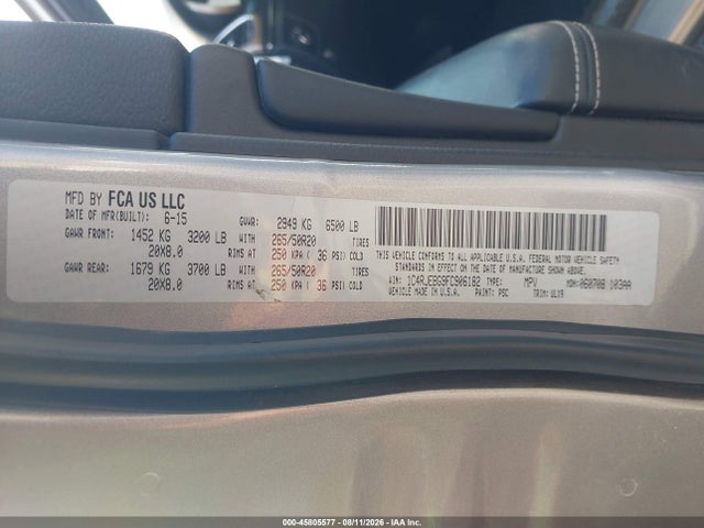 45805577 :رقم المزاد ، 1C4RJEBG9FC906182 vin ، 2015 Jeep Grand Cherokee Limited مزاد بيع