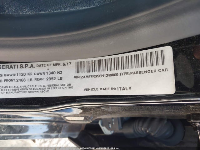 45805591 :رقم المزاد ، ZAM57RSS6H1249800 vin ، 2017 Maserati Ghibli S مزاد بيع