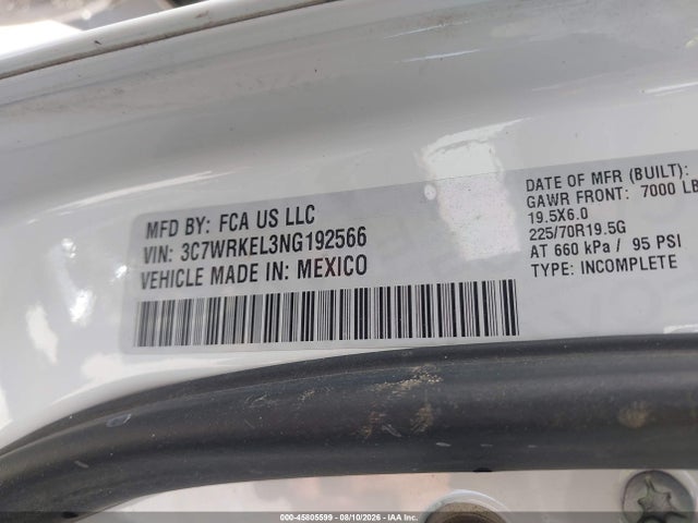 Продажа на аукционе авто 2022 Ram 4500 Chassis Tradesman/slt/laramie/limited, vin: 3C7WRKEL3NG192566, номер лота: 45805599