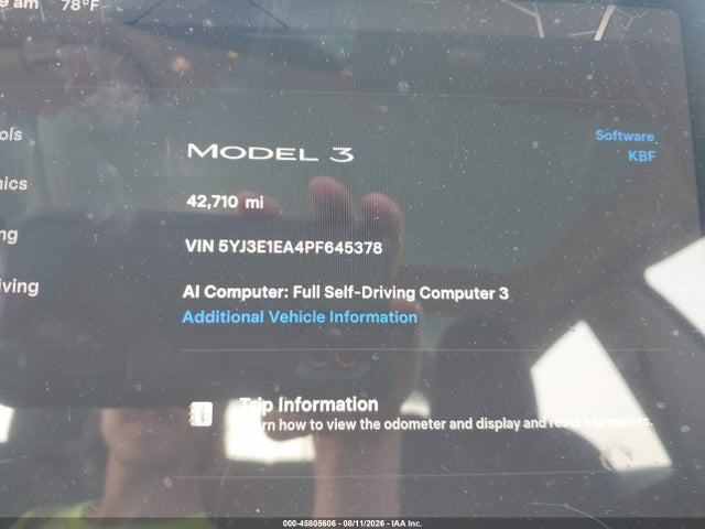 Aukcja sprzedaży 2023 Tesla Model 3 Rear-wheel Drive, vin: 5YJ3E1EA4PF645378, numer aukcji: 45805606