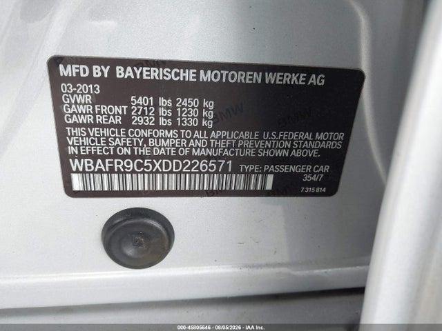 Продажа на аукционе авто 2013 Bmw 550i, vin: WBAFR9C5XDD226571, номер лота: 45805646