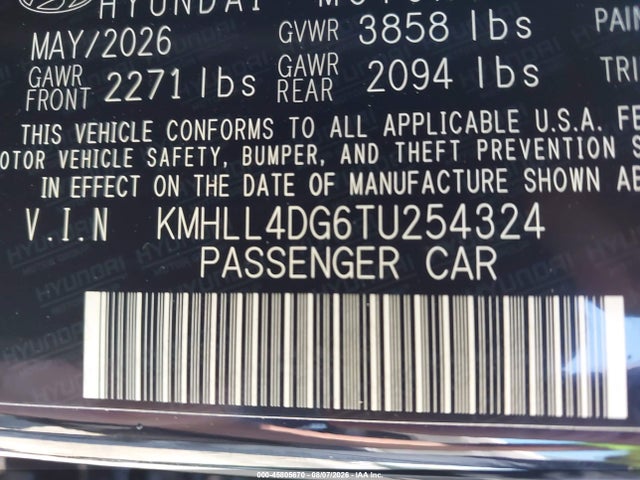 Aukcja sprzedaży 2026 Hyundai Elantra Se, vin: KMHLL4DG6TU254324, numer aukcji: 45805670