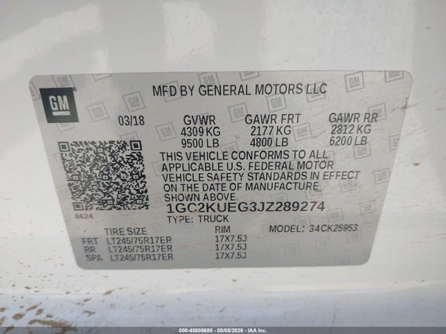 Chevrolet Silverado 2500hd Wt 2018 1GC2KUEG3JZ289274 Image 9