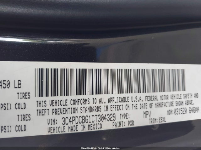 2012 Dodge Journey Sxt მანქანა იყიდება აუქციონზე, vin: 3C4PDCBG1CT304329, აუქციონის ნომერი: 45805734