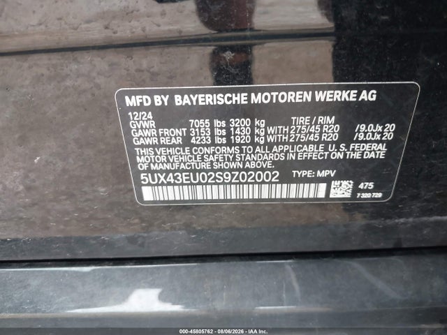 Aukcja sprzedaży 2025 Bmw X5 Phev Xdrive50e, vin: 5UX43EU02S9Z02002, numer aukcji: 45805762