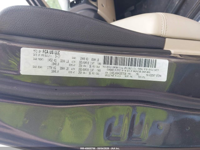 Продаж на аукціоні авто 2017 Dodge Durango Sxt Awd, vin: 1C4RDJAG0HC857538, номер лоту: 45805766