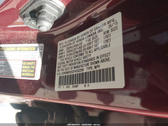 Honda CR-V EX 2015 2HKRM3H53FH532299 Image 9