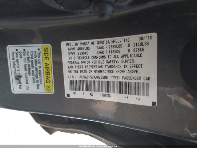45805824 :رقم المزاد ، 19UUA8F50AA025588 vin ، 2010 Acura Tl 3.5 مزاد بيع