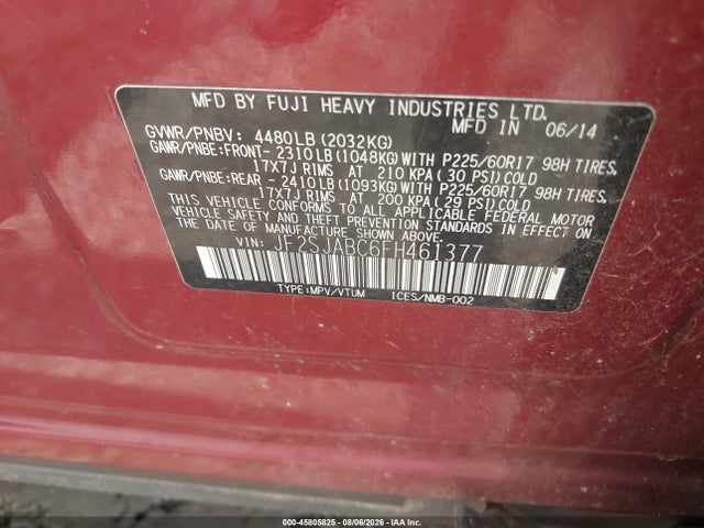 Subaru Forester 2.5i 2015 JF2SJABC6FH461377 Image 9