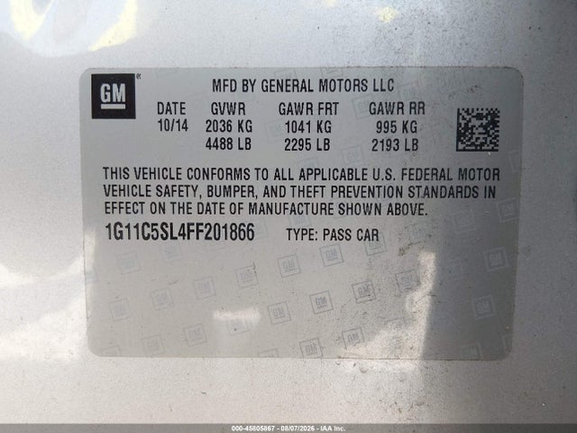 Chevrolet MALIBU 1LT 2015 1G11C5SL4FF201866 Image 9
