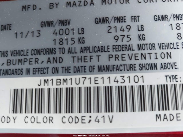 Продаж на аукціоні авто 2014 Mazda Mazda3 I Sport, vin: JM1BM1U71E1143101, номер лоту: 45805913