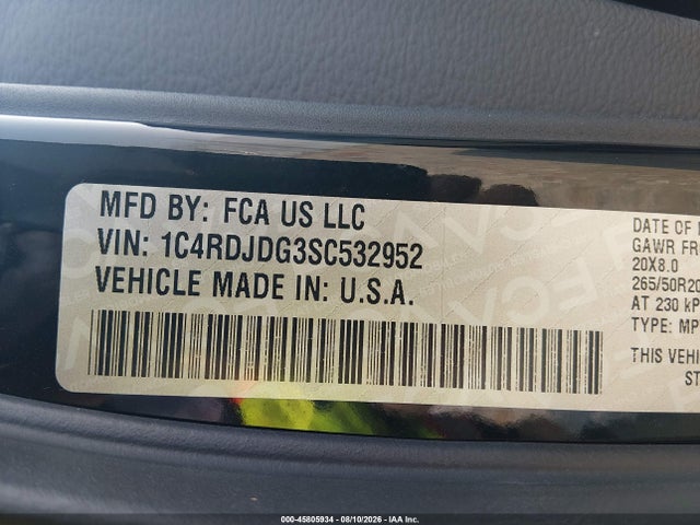 Продаж на аукціоні авто 2025 Dodge Durango Gt Awd, vin: 1C4RDJDG3SC532952, номер лоту: 45805934