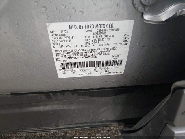 1FMSK8DH4NGA23356 Ford EXPLORER XLT