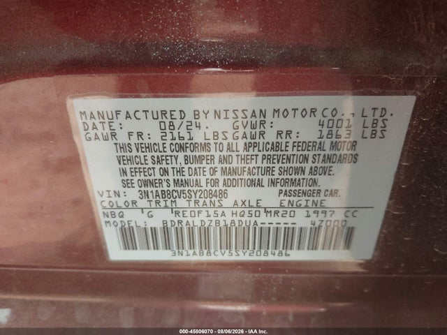 Nissan SENTRA SV 2025 3N1AB8CV5SY208486 Image 9