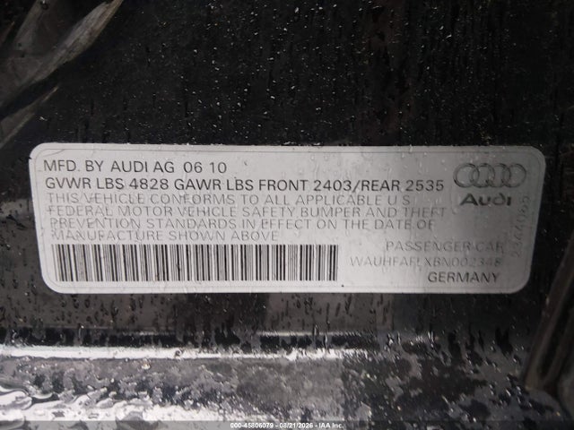 Aukcja sprzedaży 2011 Audi A4 2.0t Premium, vin: WAUHFAFLXBN002348, numer aukcji: 45806079