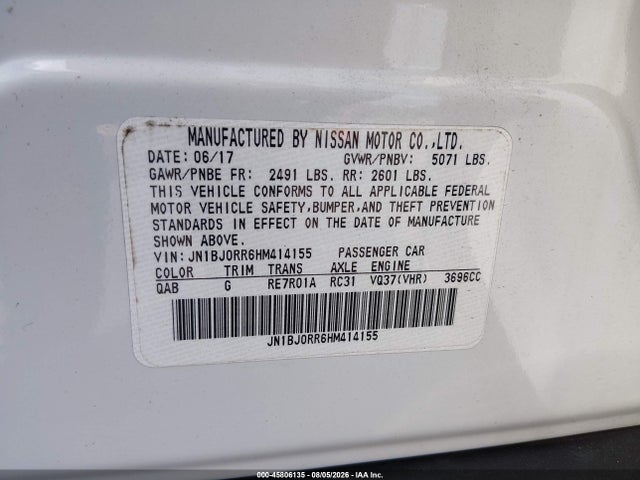 2017 Infiniti Qx50 მანქანა იყიდება აუქციონზე, vin: JN1BJ0RR6HM414155, აუქციონის ნომერი: 45806135