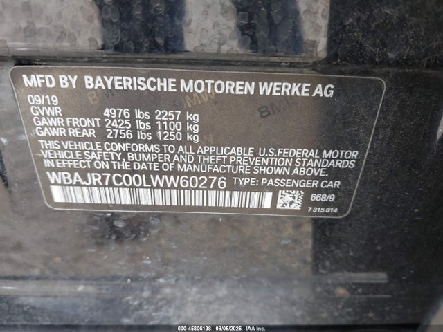 Aukcja sprzedaży 2020 Bmw 530i Xdrive, vin: WBAJR7C00LWW60276, numer aukcji: 45806138