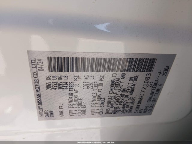 Продажа на аукционе авто 2024 Nissan Rogue Sv Fwd, vin: 5N1BT3BA8RC721083, номер лота: 45806176