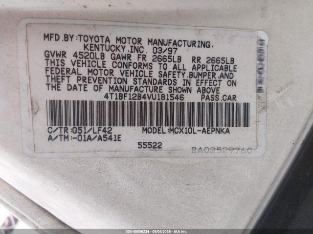 45806234 :رقم المزاد ، 4T1BF12B4VU181546 vin ، 1997 Toyota Avalon Xl مزاد بيع