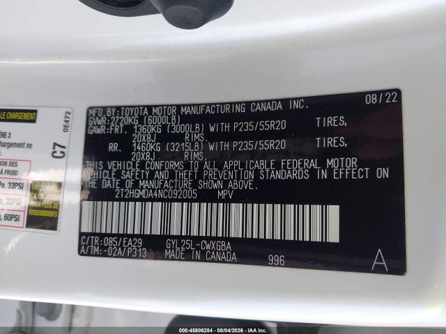 Aukcja sprzedaży 2022 Lexus Rx 450h, vin: 2T2HGMDA4NC092005, numer aukcji: 45806284
