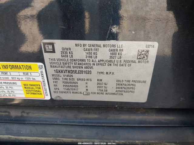 1GKKVTKD5EJ281620 GMC Acadia Denali
