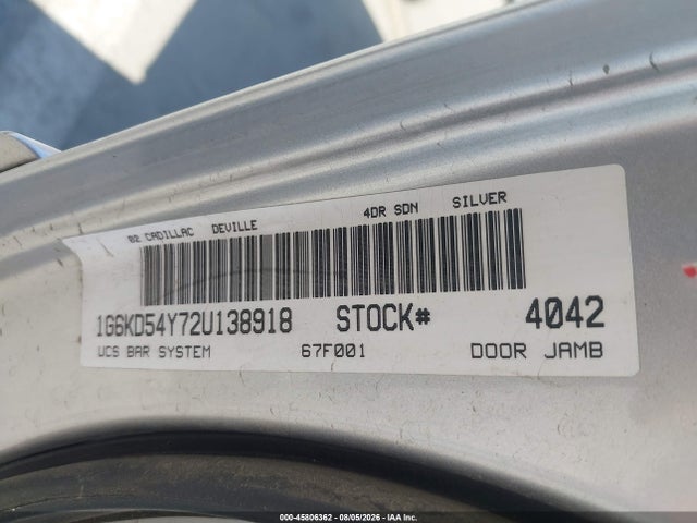 Aukcja sprzedaży 2002 Cadillac Deville, vin: 1G6KD54Y72U138918, numer aukcji: 45806362