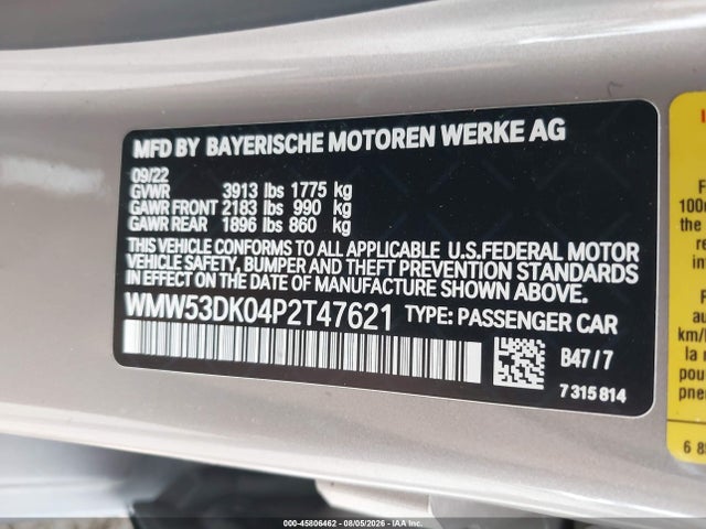 Aukcja sprzedaży 2023 Mini Hardtop Cooper S, vin: WMW53DK04P2T47621, numer aukcji: 45806462
