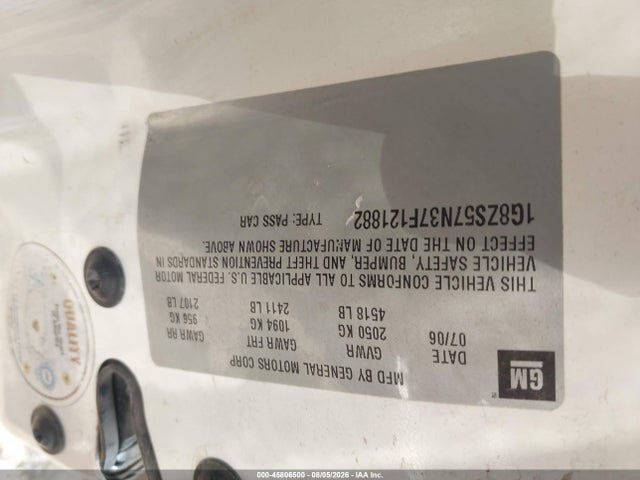 2007 Saturn Aura Xe მანქანა იყიდება აუქციონზე, vin: 1G8ZS57N37F121882, აუქციონის ნომერი: 45806500