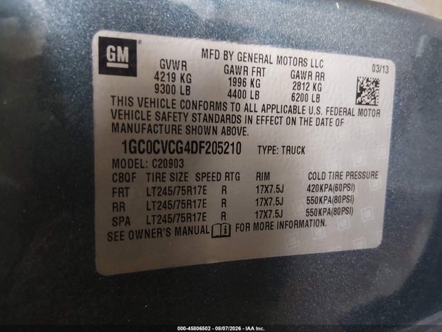 Aukcja sprzedaży 2013 Chevrolet Silverado 2500hd Work Truck, vin: 1GC0CVCG4DF205210, numer aukcji: 45806502