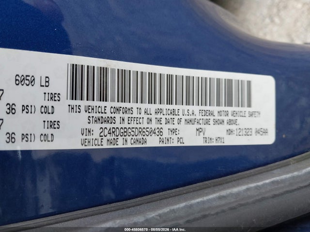 45806570 :رقم المزاد ، 2C4RDGBG5DR650436 vin ، 2013 Dodge Grand Caravan Se مزاد بيع