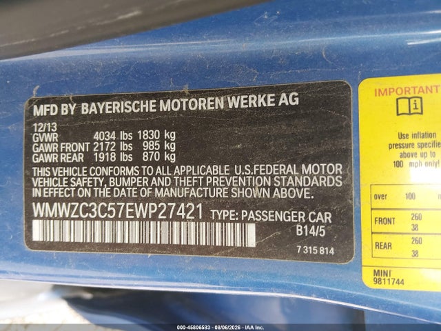 Продаж на аукціоні авто 2014 Mini Countryman Cooper S, vin: WMWZC3C57EWP27421, номер лоту: 45806583