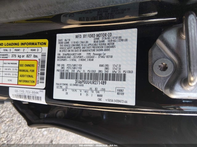 Ford Fusion Hybrid S 2018 3FA6P0UU4JR271489 Image 9