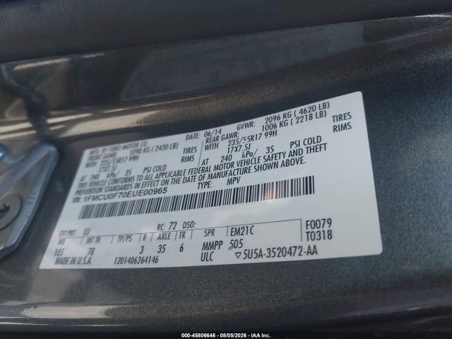 Ford ESCAPE S 2014 1FMCU0F70EUE00965 Image 9