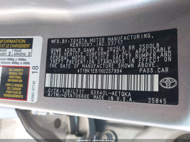 4T1BK1EB1HU257994 Toyota Avalon Touring