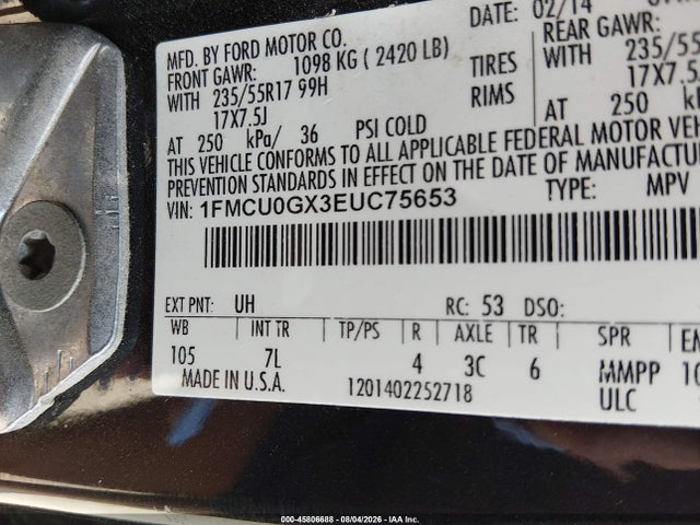 Ford ESCAPE SE 2014 1FMCU0GX3EUC75653 Image 9