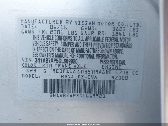 Nissan SENTRA SV 2016 3N1AB7AP5GL669920 Image 9