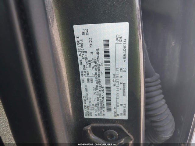 2020 Ford F-150 Xlt მანქანა იყიდება აუქციონზე, vin: 1FTEW1E51LKF26337, აუქციონის ნომერი: 45806705