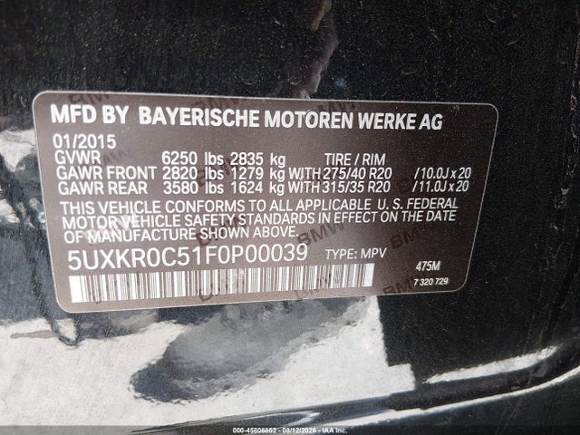 5UXKR0C51F0P00039 BMW X5 Xdrive35i