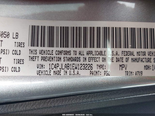 Продажа на аукционе авто 2014 Jeep Cherokee Sport, vin: 1C4PJLAB1EW123226, номер лота: 45806855
