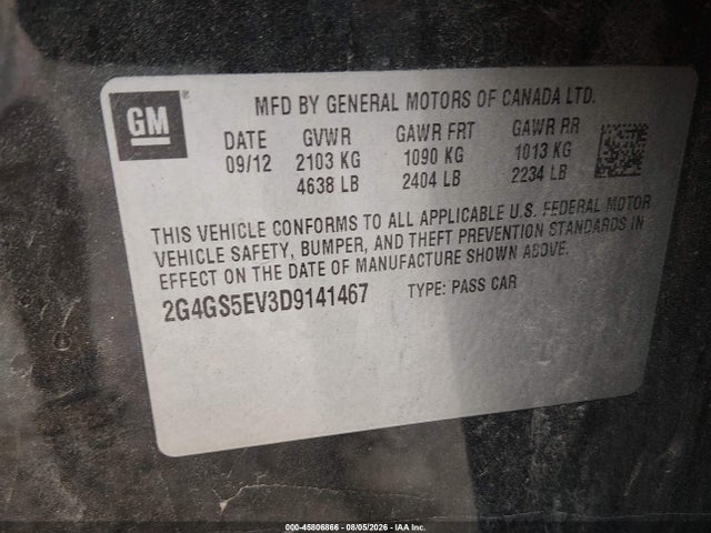 Продаж на аукціоні авто 2013 Buick Regal Turbo - Premium 1, vin: 2G4GS5EV3D9141467, номер лоту: 45806866