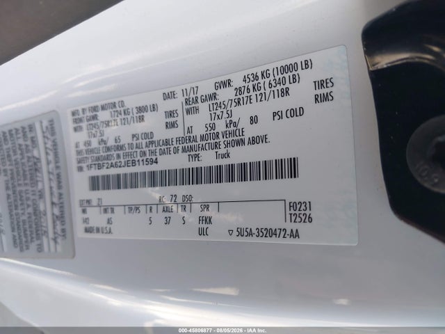 Ford F-250 Xl 2018 1FTBF2A62JEB11594 Image 9