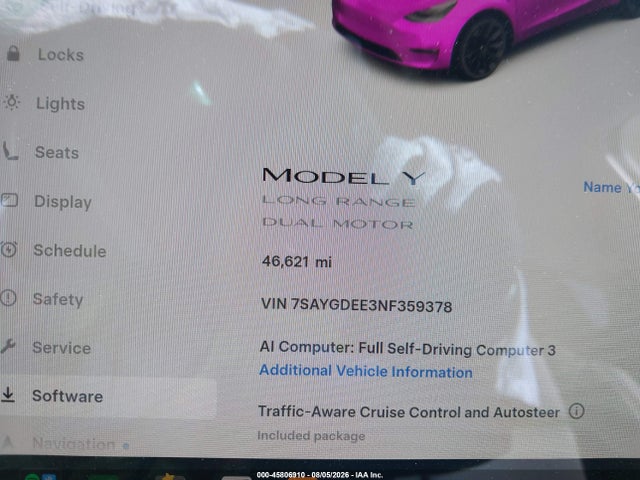 Aukcja sprzedaży 2022 Tesla Model Y Long Range Dual Motor All-wheel Drive, vin: 7SAYGDEE3NF359378, numer aukcji: 45806910