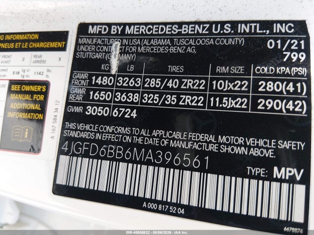 4JGFD6BB6MA396561 Mercedes-Benz Amg Gle 53 Coupe 4matic