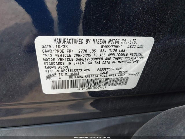 Продаж на аукціоні авто 2024 Nissan Ariya Engage+, vin: JN1DF0BB4RM731425, номер лоту: 45806945