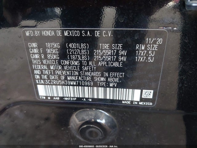 3CZRU5H39MM710969 Honda Hr-v 2wd Lx